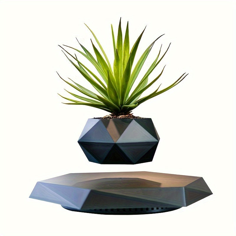 Magnetic Levitating Flower Pot - Contemporary Style, Polished Finish, Lightweight
