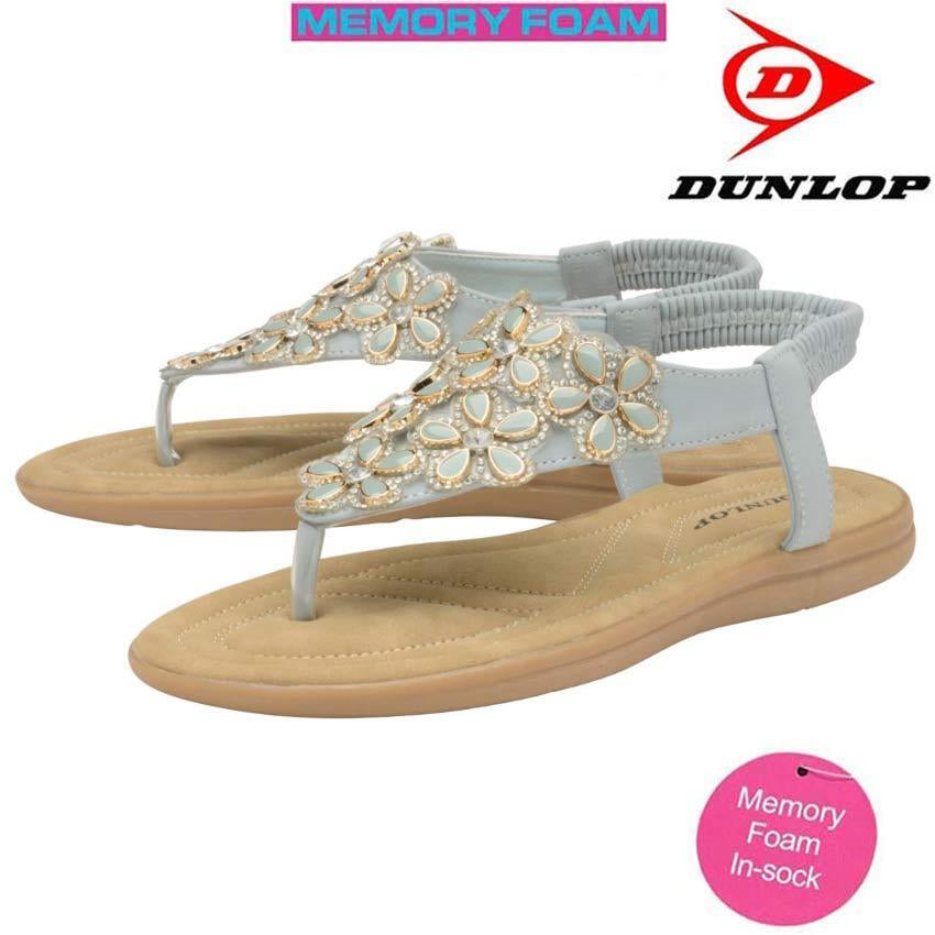 Ladies Memory Foam Low Wedge Heel Walking Toe Post Summer Strappy Sandals Shoes
