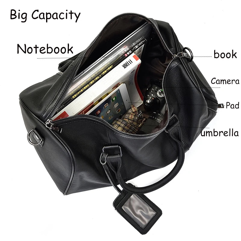 Genuine Leather Travel Bag For Men Women