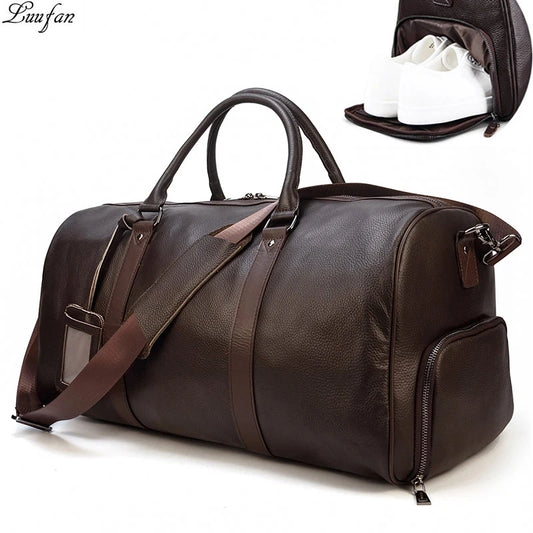 Genuine Leather Travel Bag For Men Women