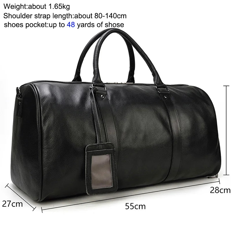 Genuine Leather Travel Bag For Men Women