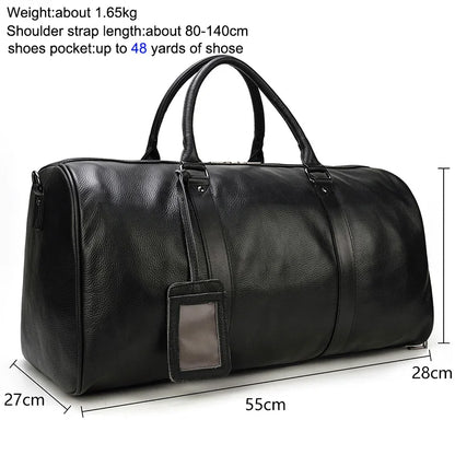 Genuine Leather Travel Bag For Men Women