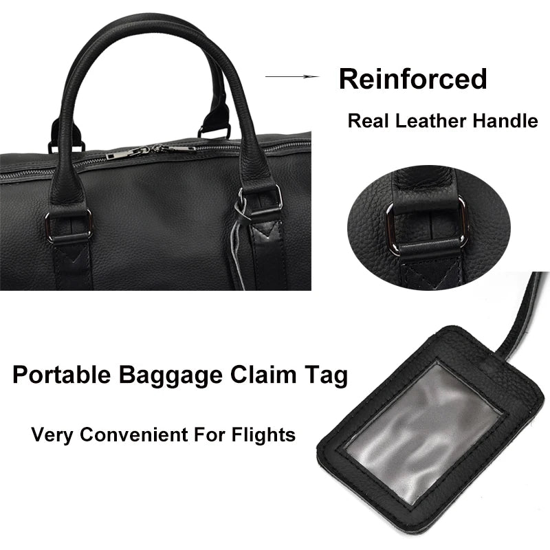 Genuine Leather Travel Bag For Men Women