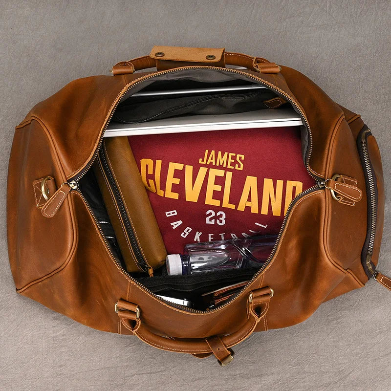 Genuine Leather Travel Bag For Men Women