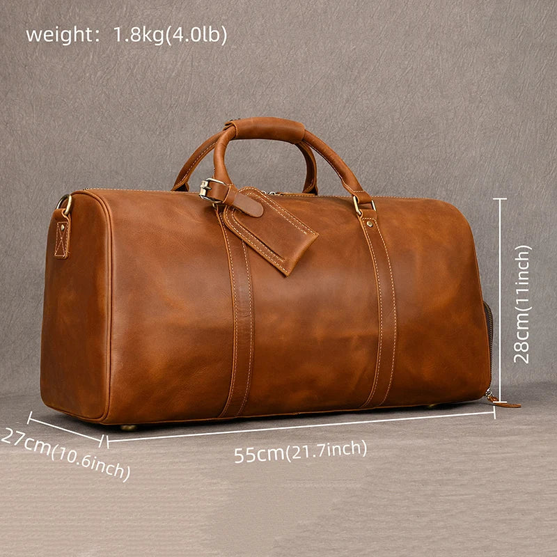 Genuine Leather Travel Bag For Men Women