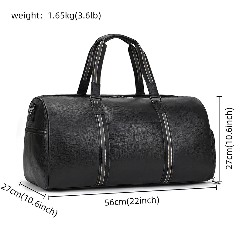 Genuine Leather Travel Bag For Men Women