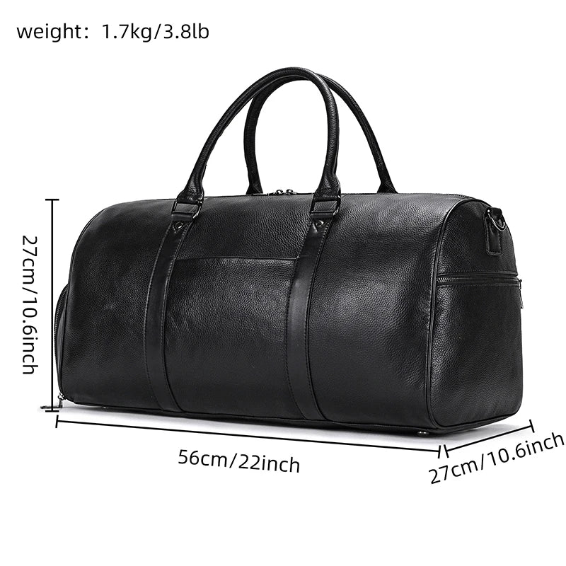 Genuine Leather Travel Bag For Men Women
