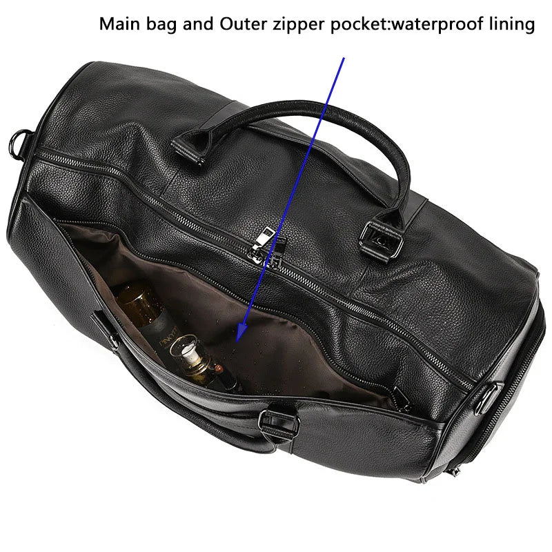 Genuine Leather Travel Bag For Men Women