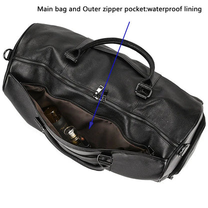 Genuine Leather Travel Bag For Men Women