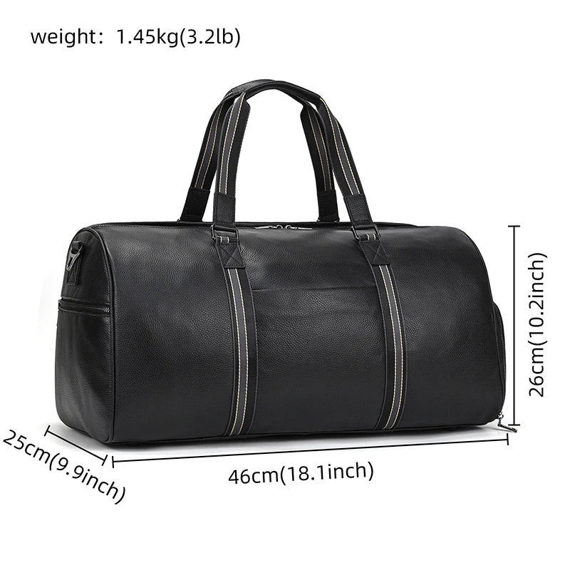 Genuine Leather Travel Bag For Men Women