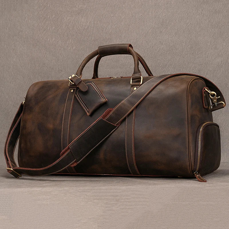 Genuine Leather Travel Bag For Men Women
