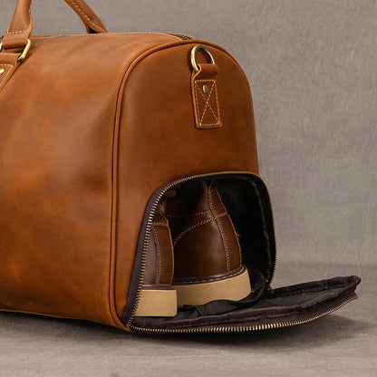 Genuine Leather Travel Bag For Men Women