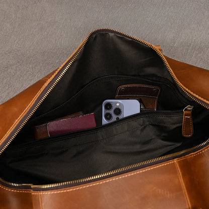 Genuine Leather Travel Bag For Men Women