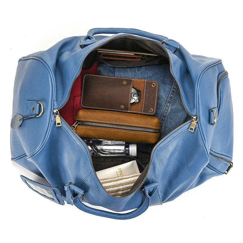 Genuine Leather Travel Bag For Men Women