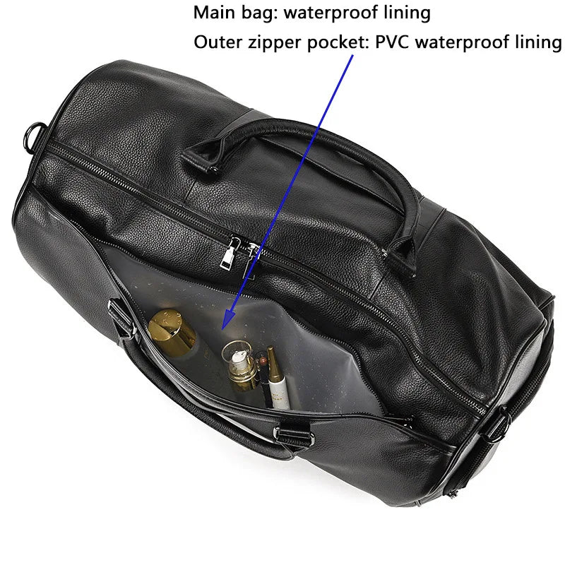 Genuine Leather Travel Bag For Men Women