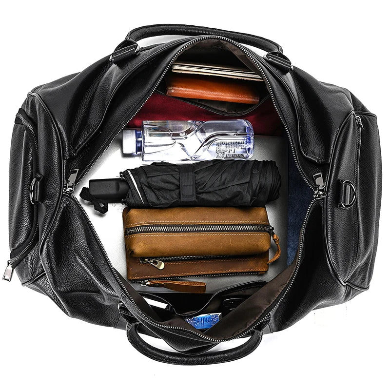 Genuine Leather Travel Bag For Men Women