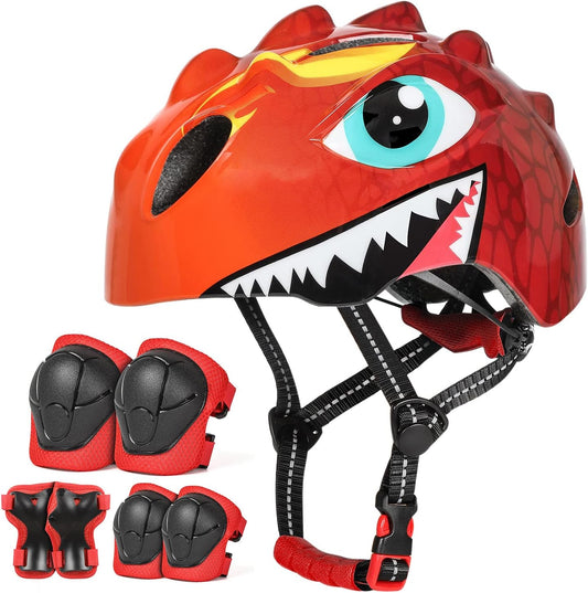 Kids Bike Helmet with Cute 3D Cartoon Design for Cycling Roller Skating Scooting Lightweight Sports Safety Helmet for Ages 3-8 Boys Girls with Size Adjustable