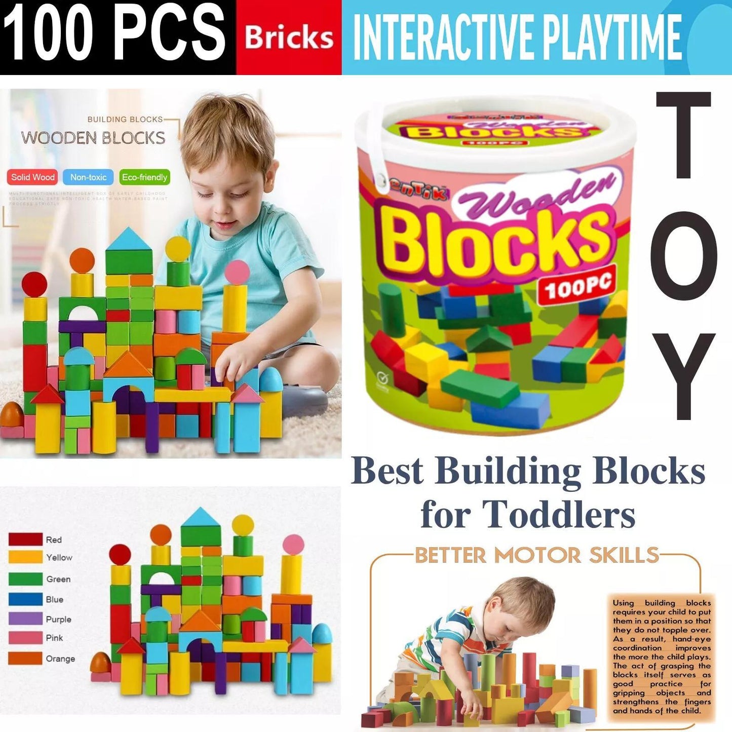 WOODEN BLOCKS CONSTRUCTION BUILDING BRICKS PIECES