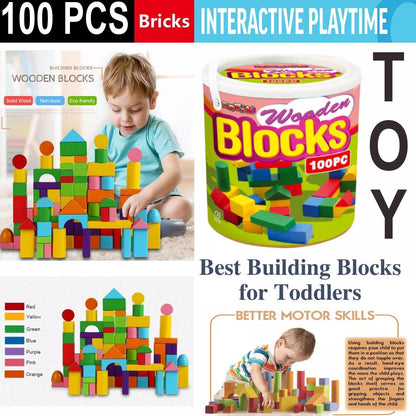 WOODEN BLOCKS CONSTRUCTION BUILDING BRICKS PIECES
