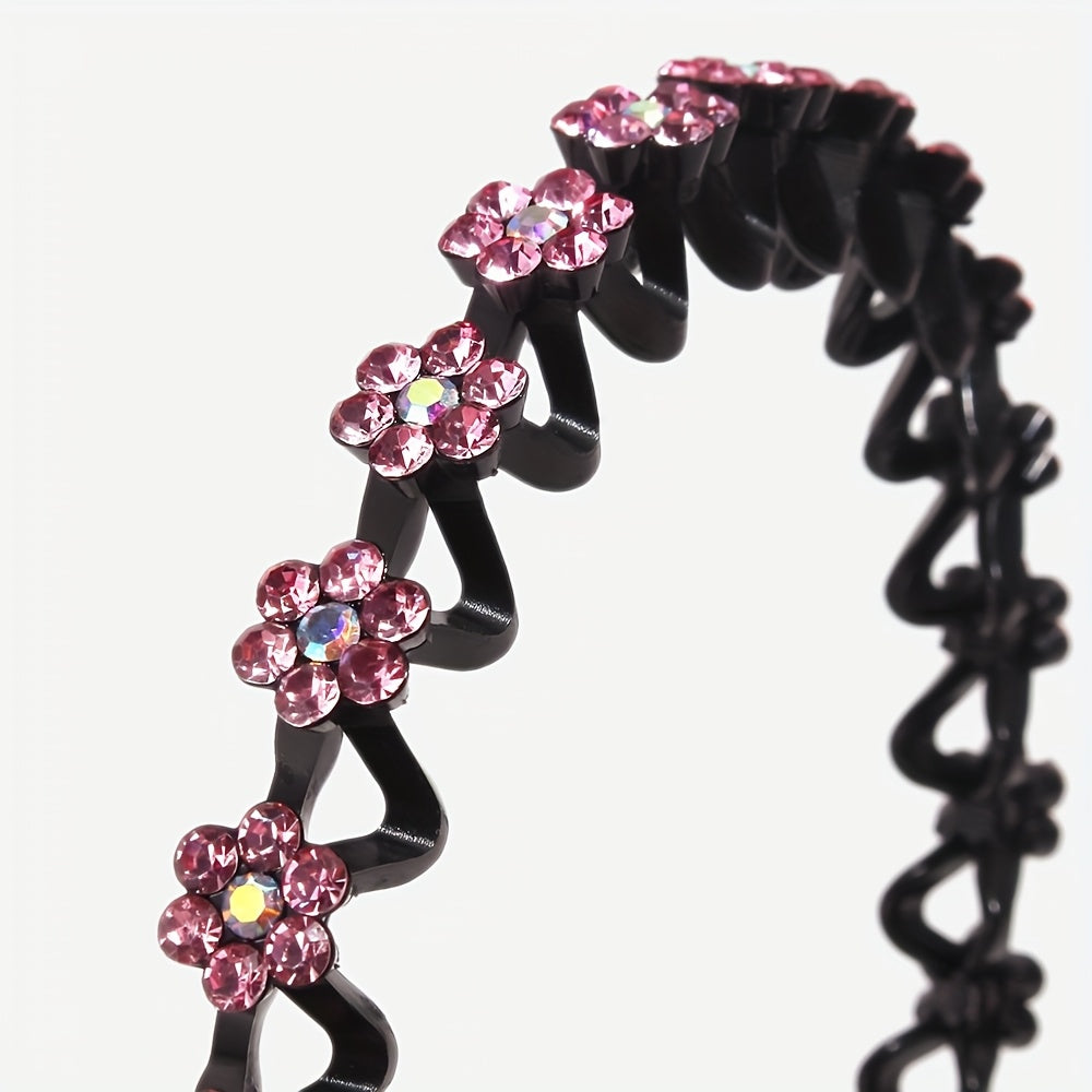 Non-slip Rhinestone Headbands - Elegant Solid Wave Design, Perfect for Styling and Everyday Charm