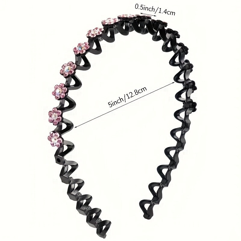 Non-slip Rhinestone Headbands - Elegant Solid Wave Design, Perfect for Styling and Everyday Charm