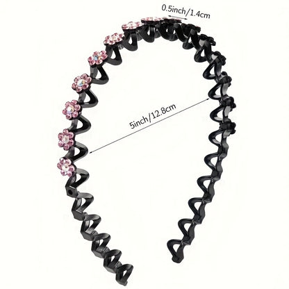 Non-slip Rhinestone Headbands - Elegant Solid Wave Design, Perfect for Styling and Everyday Charm
