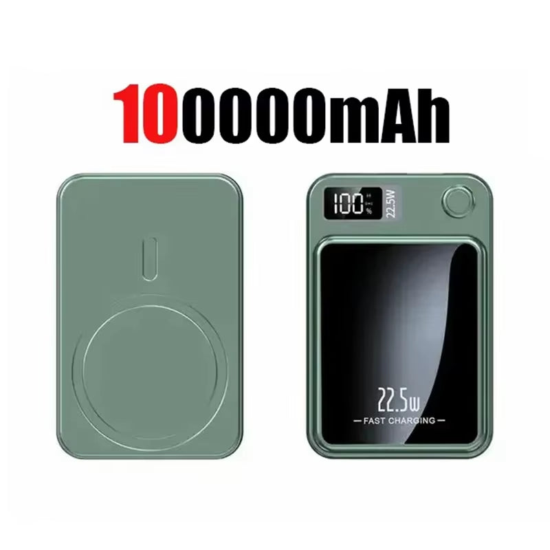 100000Mah Magnetic Power Bank Wireless Fast Charger for Magsafe Portable Auxiliary Battery Pack for Iphone Huawei Samsung 2025
