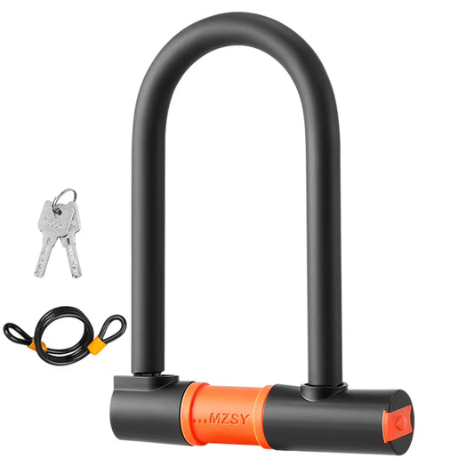Bike U Lock Portable Mountain Road Bike Padlock Anti-Theft Safety Bike Lock Dustproof with 2 Keys Bicycle Accessories