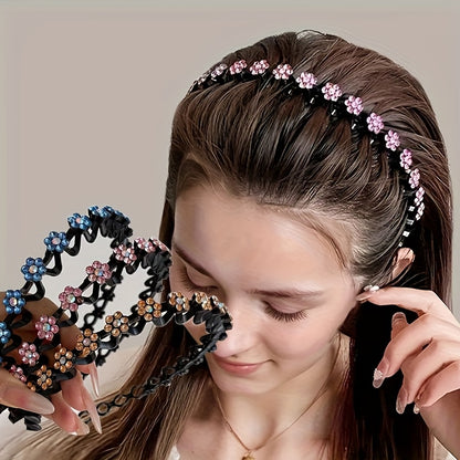 Non-slip Rhinestone Headbands - Elegant Solid Wave Design, Perfect for Styling and Everyday Charm