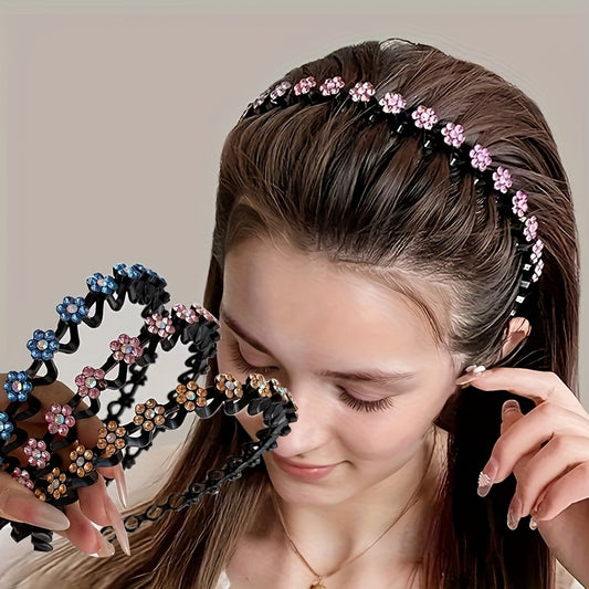 Non-slip Rhinestone Headbands - Elegant Solid Wave Design, Perfect for Styling and Everyday Charm