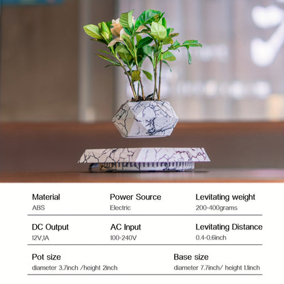 Magnetic Levitating Flower Pot - Contemporary Style, Polished Finish, Lightweight