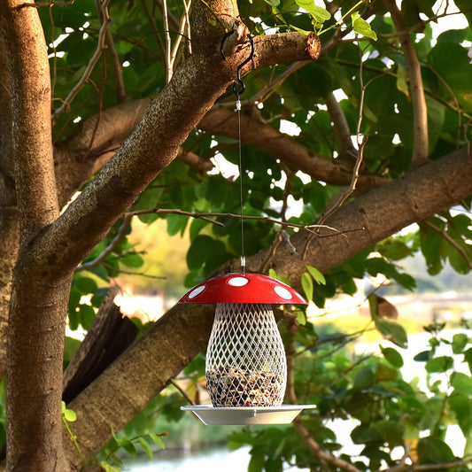 Classic Squirrel-Proof Mushroom Shape Hanging Bird Feeder