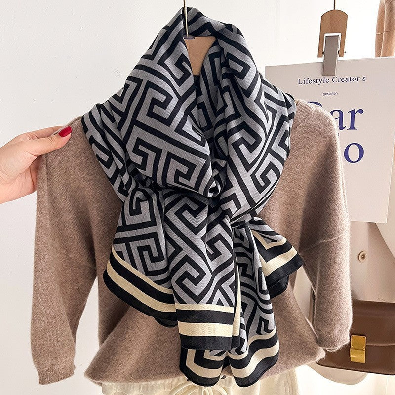 Color Matching Fashion Scarf Scarf Thin Warm Scarf Talma