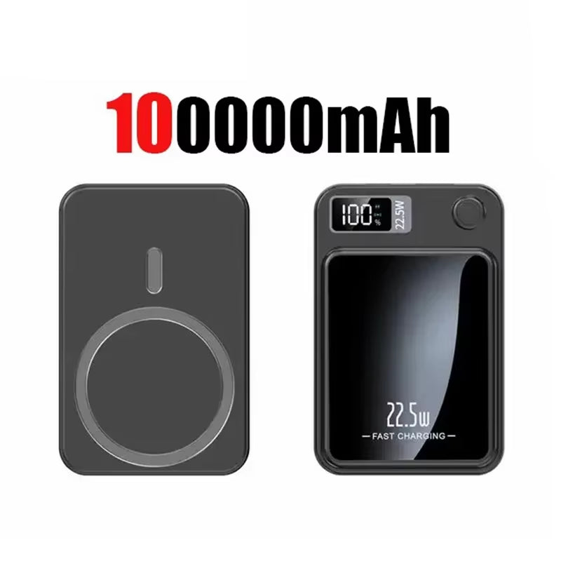 100000Mah Magnetic Power Bank Wireless Fast Charger for Magsafe Portable Auxiliary Battery Pack for Iphone Huawei Samsung 2025