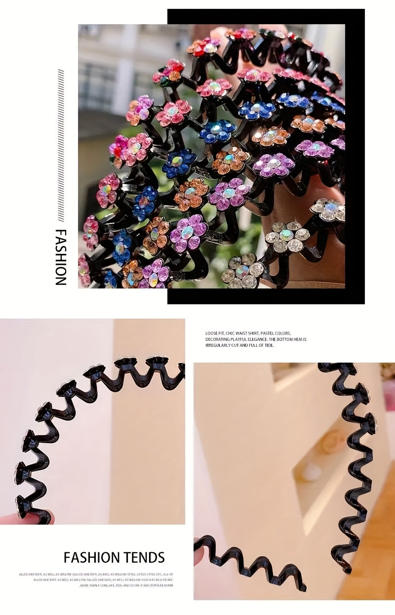 Non-slip Rhinestone Headbands - Elegant Solid Wave Design, Perfect for Styling and Everyday Charm