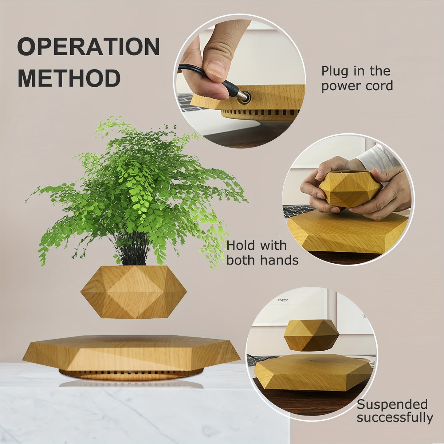 Magnetic Levitating Flower Pot - Contemporary Style, Polished Finish, Lightweight