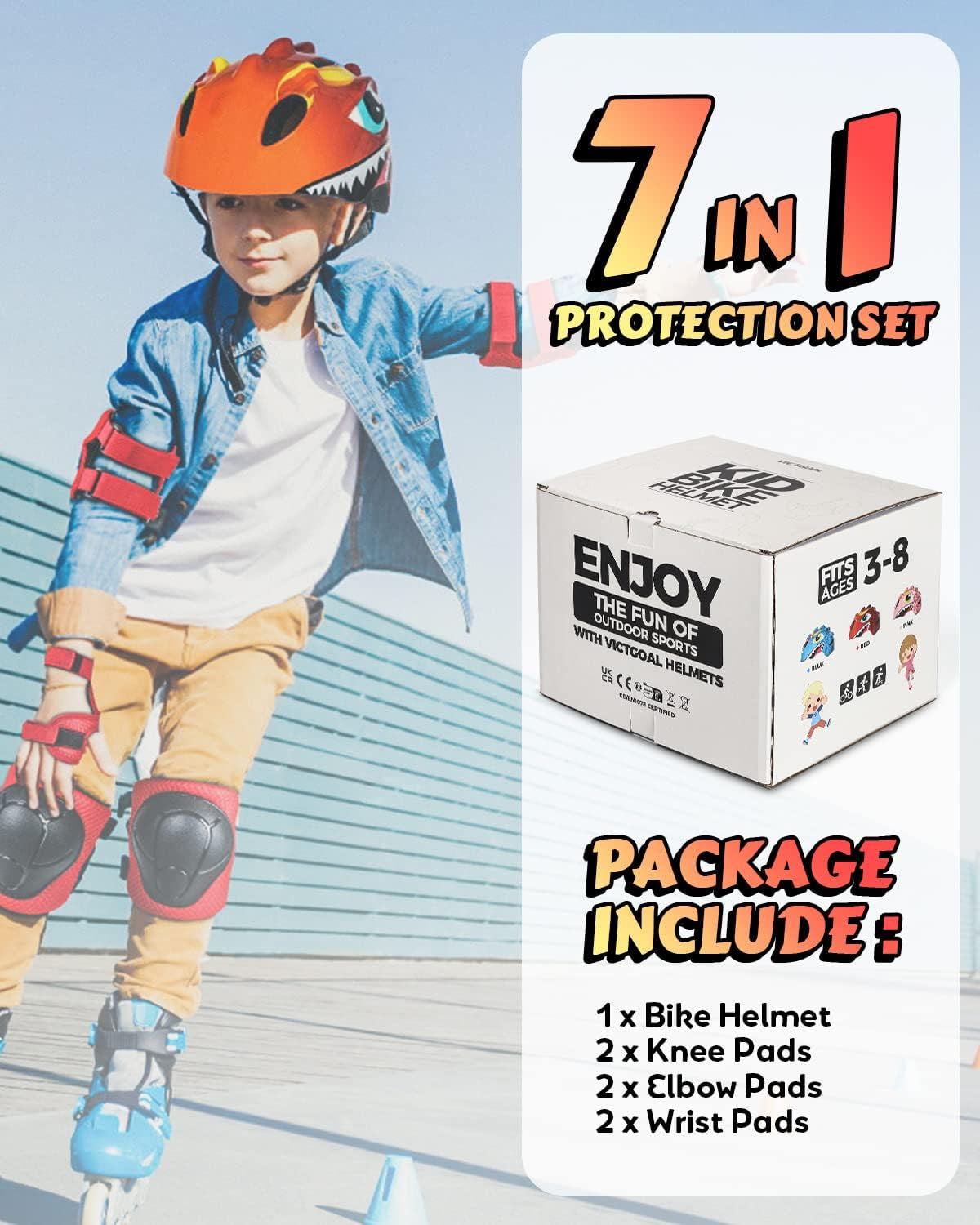 Kids Bike Helmet with Cute 3D Cartoon Design for Cycling Roller Skating Scooting Lightweight Sports Safety Helmet for Ages 3-8 Boys Girls with Size Adjustable
