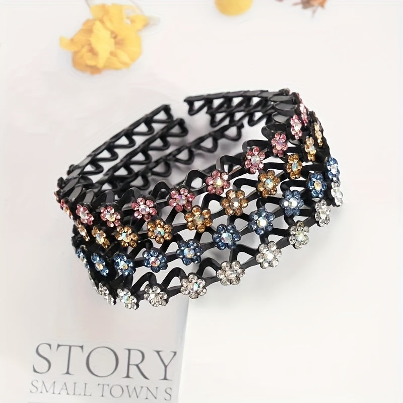 Non-slip Rhinestone Headbands - Elegant Solid Wave Design, Perfect for Styling and Everyday Charm