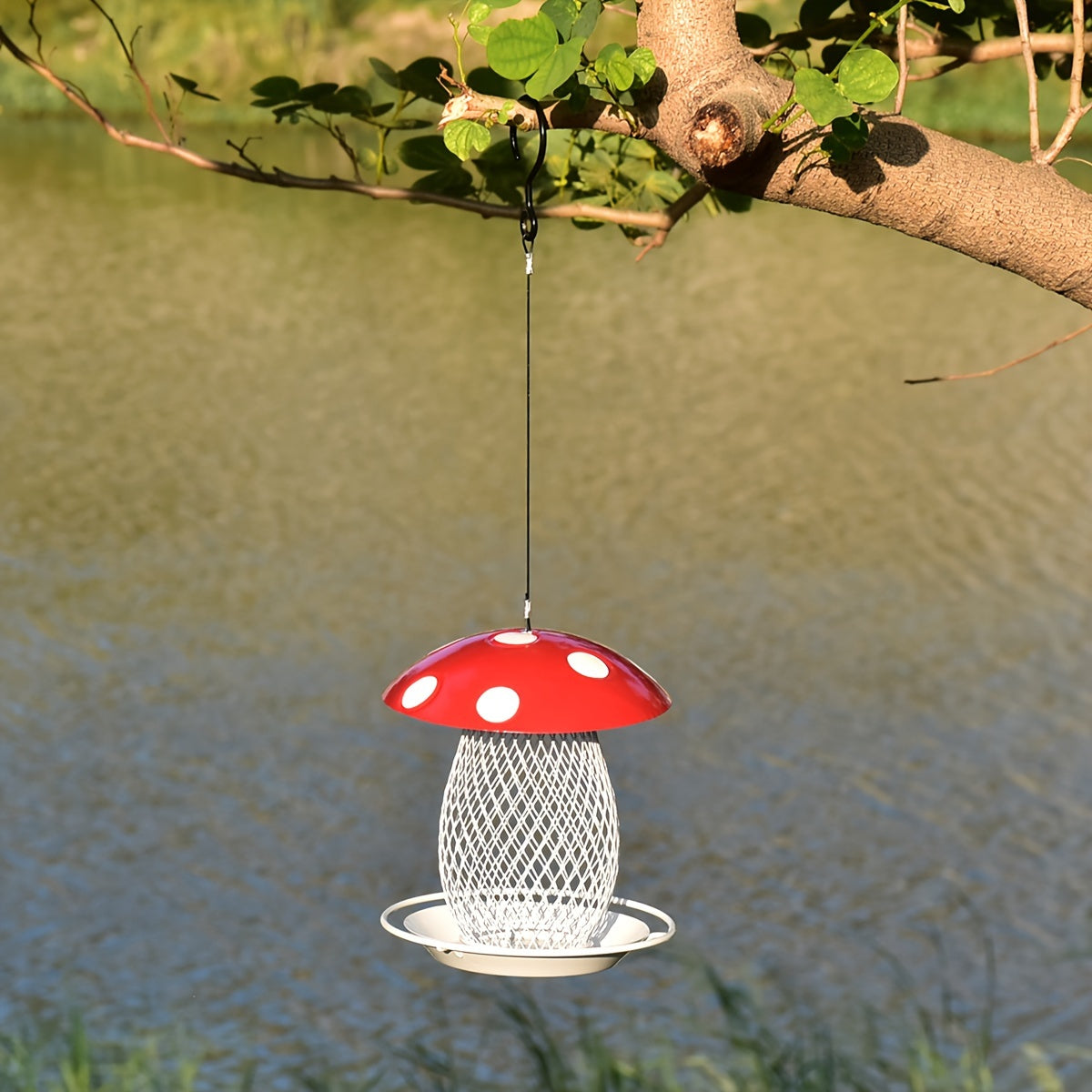 Classic Squirrel-Proof Mushroom Shape Hanging Bird Feeder