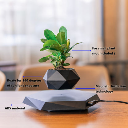 Magnetic Levitating Flower Pot - Contemporary Style, Polished Finish, Lightweight
