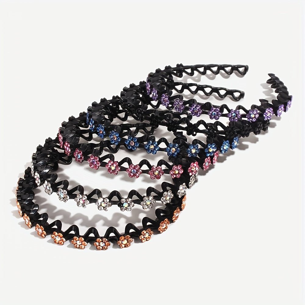Non-slip Rhinestone Headbands - Elegant Solid Wave Design, Perfect for Styling and Everyday Charm
