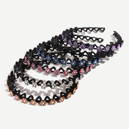 Non-slip Rhinestone Headbands - Elegant Solid Wave Design, Perfect for Styling and Everyday Charm