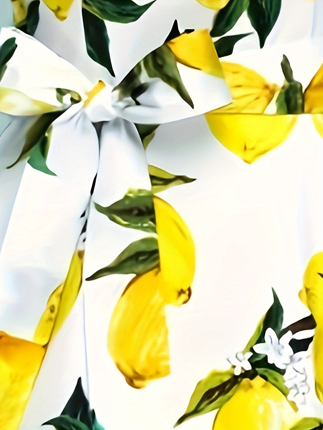 Lemon Print Chic Dress - Flattering Crew Neck, Cap Sleeves & Belted Waist