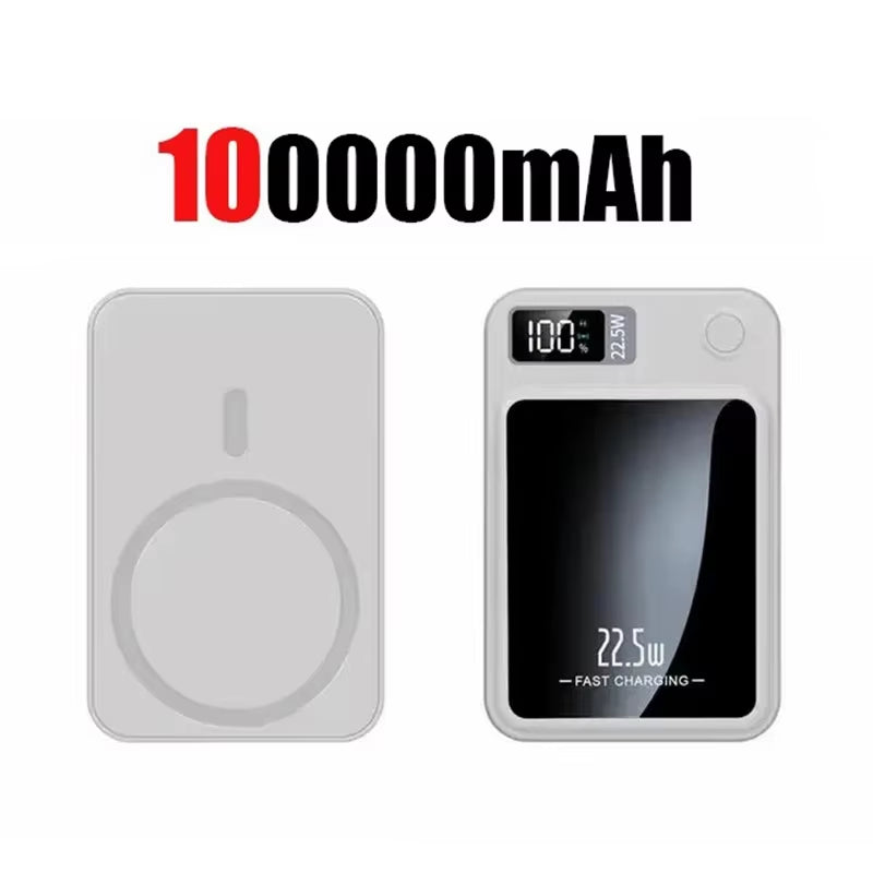 100000Mah Magnetic Power Bank Wireless Fast Charger for Magsafe Portable Auxiliary Battery Pack for Iphone Huawei Samsung 2025
