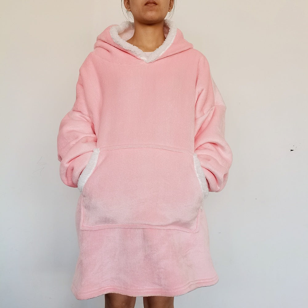 Flannel Lazy Fleece-lined Thickened Double Layer Composite Pullovers Home Wear