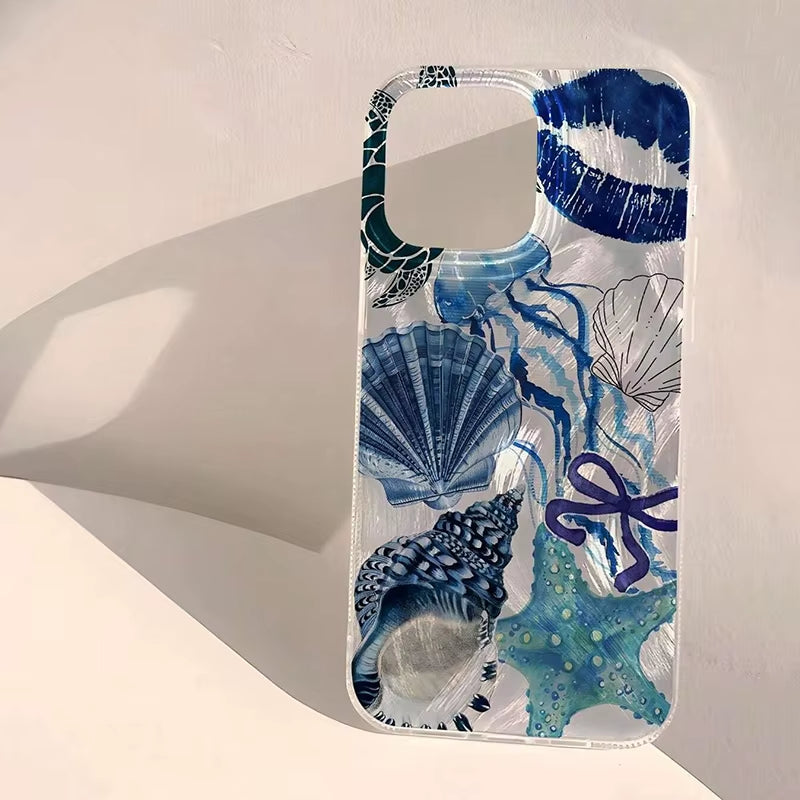 Seaside Scenery Wave Beach Pattern Phone Casefor Iphone 15 16 14 13 12 11 Pro Max 16E XS XR Max 7 8 16 plus SE2 Shockproof Cover