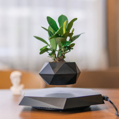 Magnetic Levitating Flower Pot - Contemporary Style, Polished Finish, Lightweight