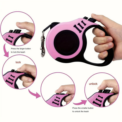 Retractable Dog Leash, Sturdy Dual-Switch Design with a One-Touch Brake And Lock Mechanism