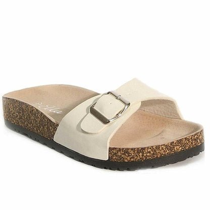 Ladies Faux Leather Sandals Wedge Heels Slider Walking Summer Beach Shoes Size