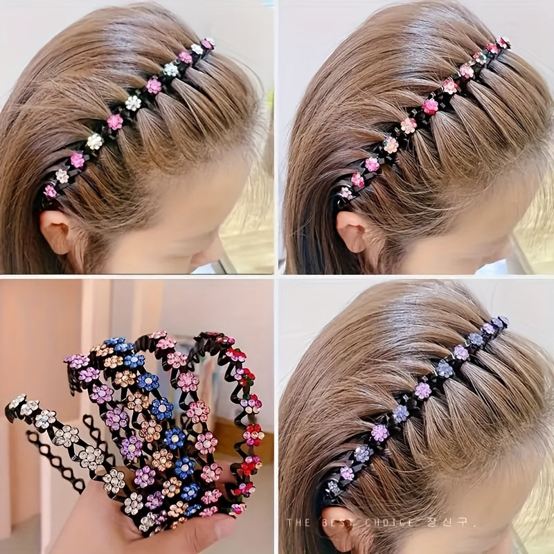 Non-slip Rhinestone Headbands - Elegant Solid Wave Design, Perfect for Styling and Everyday Charm